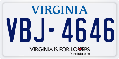 VA license plate VBJ4646
