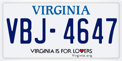 VA license plate VBJ4647