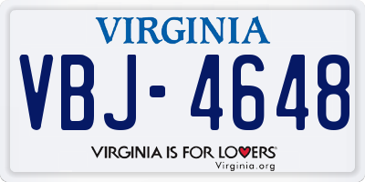 VA license plate VBJ4648
