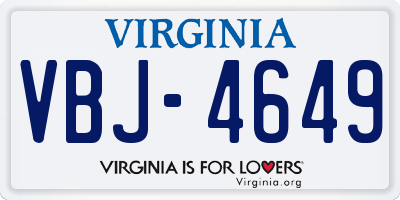 VA license plate VBJ4649