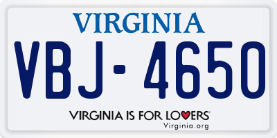 VA license plate VBJ4650
