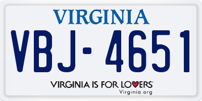 VA license plate VBJ4651