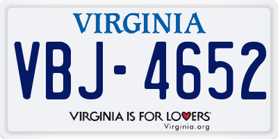 VA license plate VBJ4652