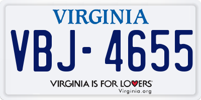 VA license plate VBJ4655