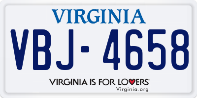 VA license plate VBJ4658