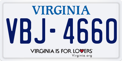VA license plate VBJ4660