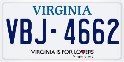 VA license plate VBJ4662