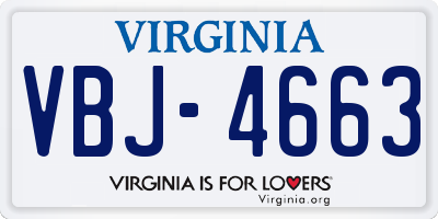 VA license plate VBJ4663