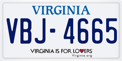 VA license plate VBJ4665