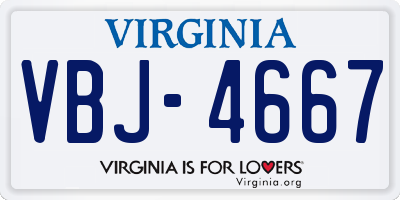VA license plate VBJ4667