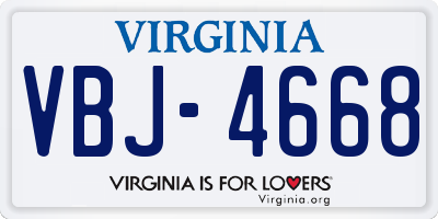 VA license plate VBJ4668