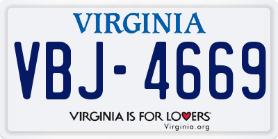 VA license plate VBJ4669