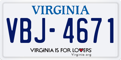 VA license plate VBJ4671