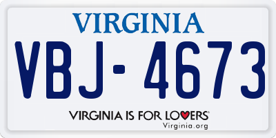 VA license plate VBJ4673