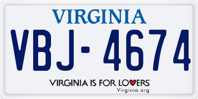 VA license plate VBJ4674