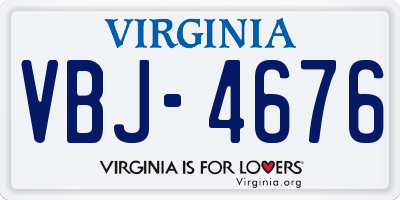 VA license plate VBJ4676
