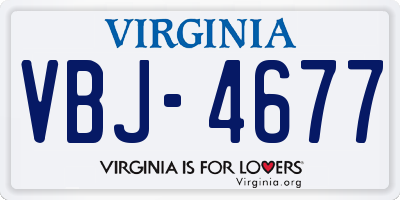 VA license plate VBJ4677
