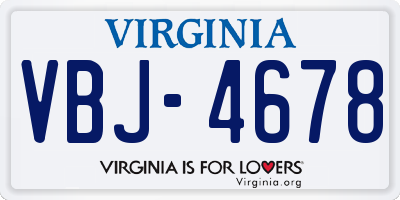 VA license plate VBJ4678
