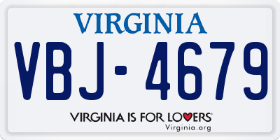 VA license plate VBJ4679