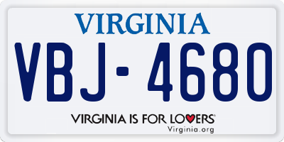 VA license plate VBJ4680