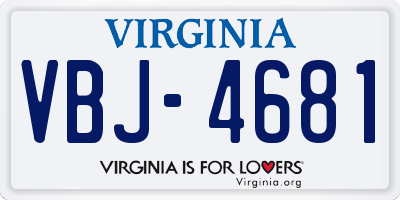 VA license plate VBJ4681