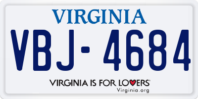 VA license plate VBJ4684