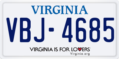VA license plate VBJ4685