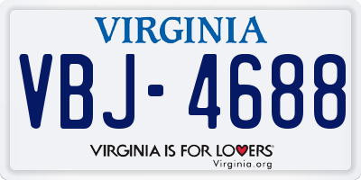 VA license plate VBJ4688