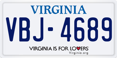 VA license plate VBJ4689