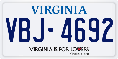 VA license plate VBJ4692
