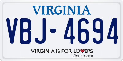 VA license plate VBJ4694