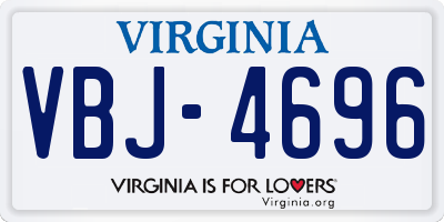 VA license plate VBJ4696