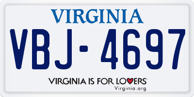 VA license plate VBJ4697