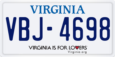 VA license plate VBJ4698