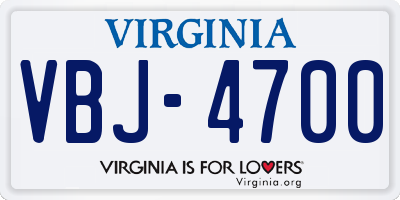 VA license plate VBJ4700