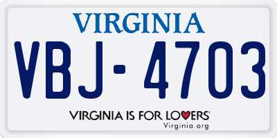 VA license plate VBJ4703