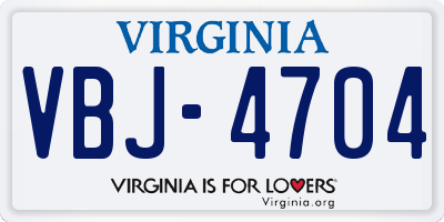 VA license plate VBJ4704