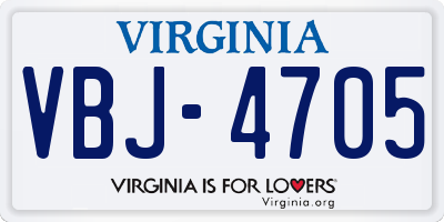 VA license plate VBJ4705