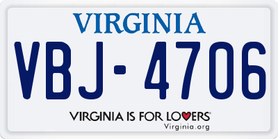 VA license plate VBJ4706