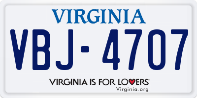 VA license plate VBJ4707