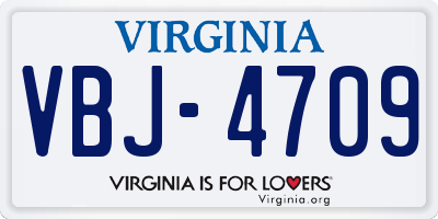 VA license plate VBJ4709