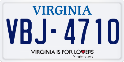VA license plate VBJ4710