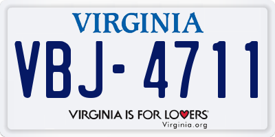 VA license plate VBJ4711