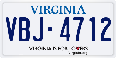 VA license plate VBJ4712