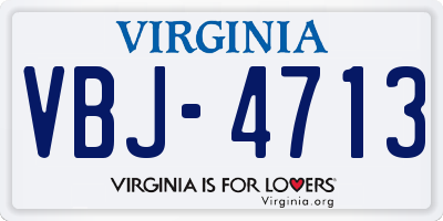 VA license plate VBJ4713
