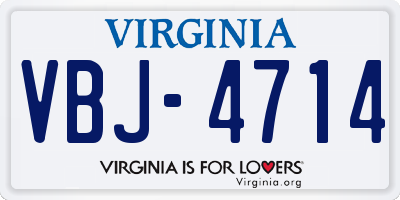 VA license plate VBJ4714
