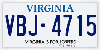 VA license plate VBJ4715