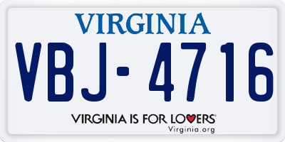 VA license plate VBJ4716