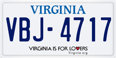 VA license plate VBJ4717