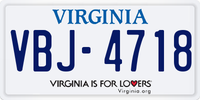 VA license plate VBJ4718